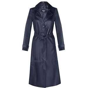 Ladies Black Leather Full-Length Trench Classic Coat Black 2XL