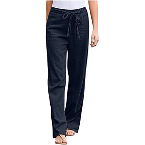 Women Trousers with Straight Leg Pants Bandage Pockets Long Pants for Outdoor Casual Comfy Everyday Lounge Pants High Waisted Slimmer Elegant Trousers Elastic Waisted UK Size Pants