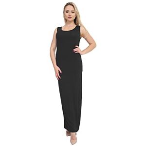 Ladies Racer Back Plain Sleeveless Maxi Dress Womens Plain Muscle Long Pluse Size Summer Dress UK 8-26 Black