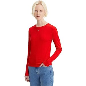 Tommy Jeans Women's Long-Sleeved T-Shirt Essential Basic, Red (Deep Crimson), L