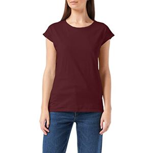 Build Your Brand Women's Ladies Extended Shoulder Tee T-Shirt, Cherry, 4XL