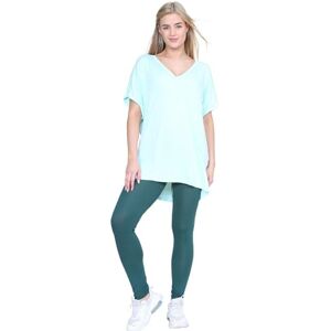 janisramone&#174; V Neck Tops for Women UK, Turn Up Short Sleeve Baggy Fit Oversized T-Shirts for Womens, Batwing Turn Up Sleeve Casual T-Shirt Sizes 8-26 Mint