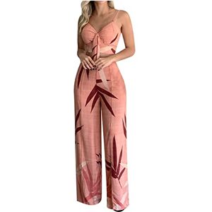 Haolei 2 Piece Outfits Women Going Out Summer Floral Sleeveless V Neck Cami Crop Top and High Waist Trousers Loose Fit Wide Leg Pants Casual Elegant Party Costumes Sale Clearance Lounge Sets for Ladies