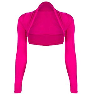 WearAll Womens Plus Size Plain Long Sleeve Cropped Ladies Shrug Bolero Cardigan Top Cerise 8-10