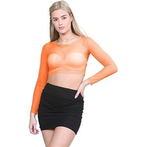 Hamishkane&#174; Sheer Mesh Tops for Women Classic See Through Long Sleeve Crew Neck Womens Summer Tops - Chic Women's T-Shirts, Fashionable Crop Top for Going Out and Summer Neon Green