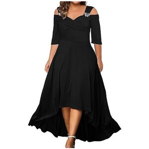 AMhomely Evening Dresses for Women UK Wedding Guest Casual Dresses A-Line Midi Party Dress Vintage Formal Long Bodycon Dresses Work Office Meeting Dress Mother of The Bride Outfits