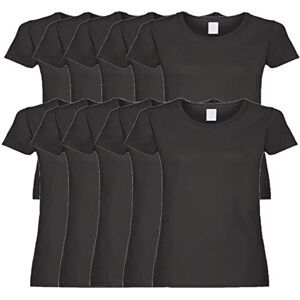 COOZO Ladies Original Pack of 10 Short Sleeve T-Shirts - Black - L