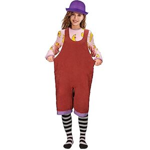 Funhoo Womens Loonette Costume Casual Loose Fit Pants Bib Overalls Jumpsuits Clown Romper Shirt with Purple Hat Striped Socks for Halloween Party Fancy Dress Outfits (S)