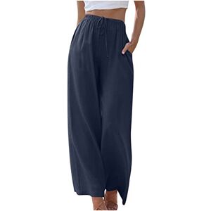 Summer Trousers For Women Uk TURWXGSO Womens Summer Trousers Wide Leg Pants Flowy Loose Trouser Pants Casual High Waist Solid Color Pants Palazzo Lightweight Trousers with Pockets