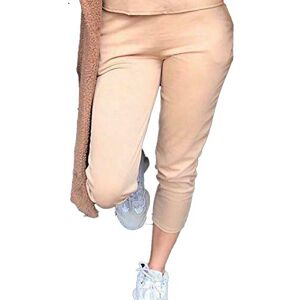 Urban Fashion Womens High Waist Boxy Jogging Casual Joggers Summer Comfy Ladies Bottoms Loungewear Jog Trousers Pants Size 6-18 (Beige, UK 16)