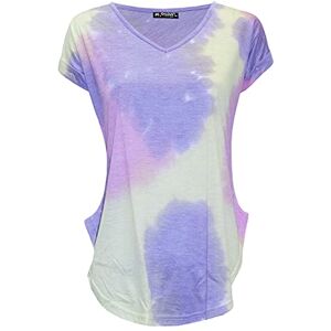 Fashion Star Womens Tie Dye Printed Turn Up Sleeve Casual T-Shirt Top Tie Dye Panda Print M/L (UK 12/14)