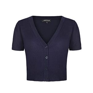 MINTLIMIT Cropped Short Sleeve Shrugs V Neck Elegant Summer Sweater for Weddings Party (Short Sleeve-Navy L)