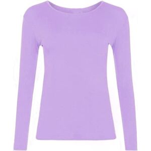 STAR FASHION Women Ladies Long Sleeve Round Neck Plain Top Stretchy Casual T Shirts Basic Slim fit Tee Tops UK Size 12-14 - Lilac