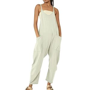 Gyaimxfu Women's Sleeveless Strappy Jumpsuit Summer Stretch Casual One-Piece Dungarees Pockets Gradient Colour/Solid Colour Sleeveless Bib Shorts Women's Short Wide Trouser Leg Playsuit Romper, beige,