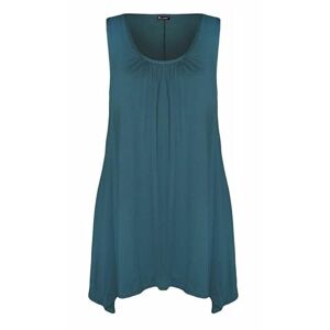 Zarviczonia Women Ladies Hanky Hem Sleeveless Flared Jersey Long Tunic Flared Swing Vest Top Teal