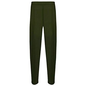 Fashion City C.O.F&#174; Ladies Half Elasticated Trouser Women's Stretch Waist Casual Office Work Formal Pull On Trousers Straight Leg Pants Bottoms with Pockets (Bottle Green, 22-27")