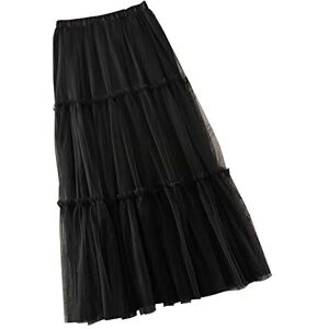 Générique Women Spring Summer Elastic High Waist Skirt Women Skirt Mid Length Chic Skirt, Black, L