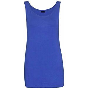 Shopygirls Womens Scoop Neck Sleeveless Ladies Long Stretch Plain Vest Strappy T-Shirt Top (12, Royal Blue)