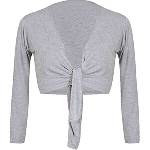 women Long Sleeves Tie Shrug Grey ML = 12-14