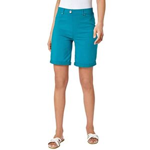 Roman Originals Stretch Shorts for Women UK 22 CM - Ladies Turned Hem Bengaline Casual Everyday Cropped Pants Chino Capri Slim Fit Above The Knee Turn Up Bermuda Summer Crops - Jade - Size 12