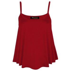 United Zarviczonia New Womens Plain Swing Vest Sleeveless Top Strappy Cami Ladies Plus Size Flared Wine