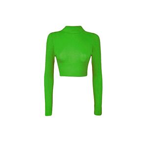 Luxe DIVA Womens Turtle Neck Crop Ladies Long Sleeve Plain Polo Short Stretch Top Sizes 8-14 Jade Green