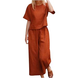 Running Jogger TURWXGSO Women's Summer 2 Piece Outfits Short Sleeve Tank Top Cropped Wide Leg Pants Set Stretchy Wide Leg Lounge Pants Casual Comfy High Waist Loose Pants Tops Pants Suit Sets