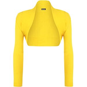 WearAll Ladies Long Sleeve Shrug Womens Bolero Cardigan Top - Bright Yellow - 8/10
