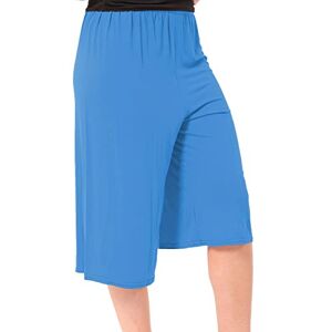 AA ESSENTAILS&#174; Women Elasticated Waist Plain Wide Leg Flared 3/4 Length Culottes Shorts - Ladies Casual Summer Palazzo Pants (Turquoise, 16-18)