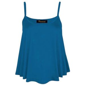 United Zarviczonia New Womens Plain Swing Vest Sleeveless Top Strappy Cami Ladies Plus Size Flared Turquoise