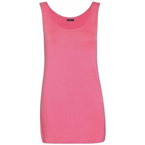 Shopygirls Womens Scoop Neck Sleeveless Ladies Long Stretch Plain Vest Strappy T-Shirt Top (8, Coral)