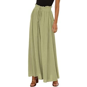 TDEOK Wide Leg Pants for Women Flowy Draped Drawstring Pants Women's Trousers Hiking, Army Green, XXL