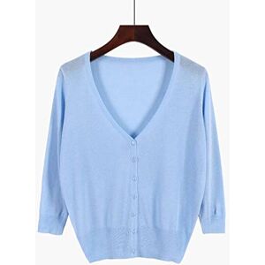 LIRU Cardigan Short Sleeve,Summer Cropped Jacket Women'S 3/4 Sleeves Shrug V Neck Chiffon Shrug Elegant Cardigan Shoulder Jacket See Through Open Front Cover-Up For Wedding,Blue,S