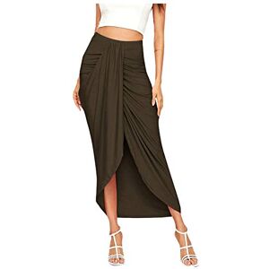 Janly Clearance Sale Womens Casual Dress, Women's Casual Slit Wrap Asymmetrical Elastic High Waist Maxi Draped Solid Skirt ,Easter Day Deal