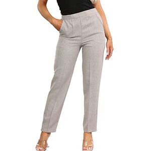 INSAFIANS Ladies Half Elasticated Summer Trousers 3 Leg Length Flexible Stretchy Comfortable Formal Pants (as8, Numeric, Numeric_24, Regular, Long, Beige)