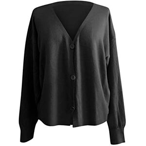 Wlhbf Cardigans for Women UK Sale Clearance Soild Single-Breasted Cardigan Women's Women's Knitwear Women's Cardigan Woman Long Sweater Cardigan Black