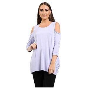 Candid Styles Womens Ladies Cut Out Cold Shoulder Batwing Long Top Tunic Loose Baggy Oversize, XXXL 24-26 Plus Size, Lilac