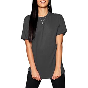 Be Jealous Womens Plain Boyfriend Short Sleeve Workout Basic Gym Casual T-Shirt Top Charcoal Small (UK 8)