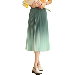 GerRit Skirt Summer A Line Office Tulle Skirt Women Streetwear Elastic High Waist Mesh Pleated Skirts-green Bean Paste-l