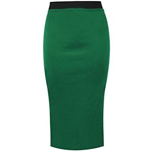 ZET New Ladies Women's Plain MIDI Pencil Skirt Bodycon Stretch Jersey Office Skirt Size 8-26 (UK M/L 12-14, Green)