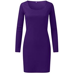 Ladies Long Sleeve Square Neck Split Slim Fit High Waist Midi Bodycon Dress Hollow Out Sweater Dress Solid Color Dresses Purple