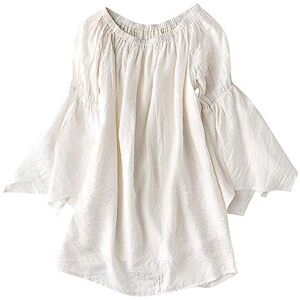 Candow Look Women Tencel 3/4 Bell Sleeve Off Shoulder Blouse White