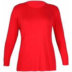 Purple Hanger Womens New Plain Long Sleeve Casual Top Ladies Basic Stretch Fit Crew Neck Everyday T-Shirt Tops Plus Size Red Size 20