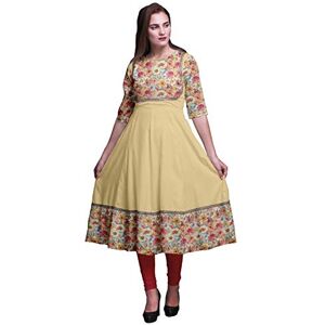 Bimba White2 Floral Anemone & Roses Anarkali Dress Long Indian Ethnic Wear for Women Maxi Kurta Ethnic Kurti XXX-Large