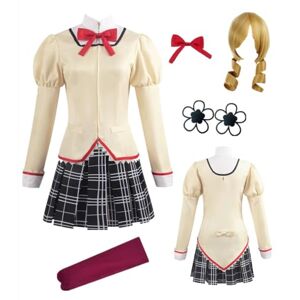 MANMICOS US size Anime Kaname Madoka Cosplay costume Tomoe Mami plaid skirt suit (Tomoe Mami, Large)