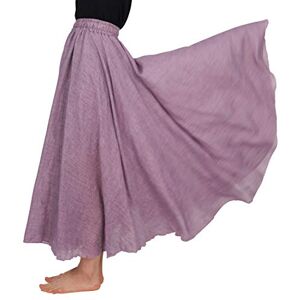 FEOYA Women's Bohemian Style Cotton Linen Long Maxi Skirt A-Line Elastic Waist Multiple Colour Lavender Purple