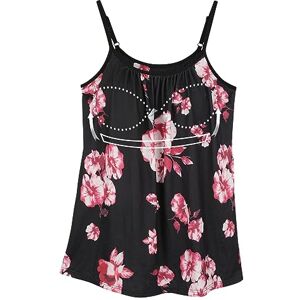 STARBILD Women Camisole Built in Bra Loose Tank Top Adjustable Strap Sleeveless Top Summer Cami Floral Print-Black 4XL