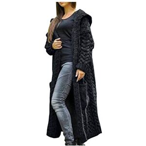 Summer Cardigan Sale Uk Cocila Women's Fall Long Cardigans Coat Solid Solid Sweater Winter Long Knitted Pocket Loose Women Cardigan Hooded Women's Coat 3x Sweaters for Women plus Size (Black, XXXXXL)