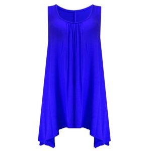 Candid Styles Ladies Summer Tops Womens Sleeveless Hanky Hem Vest Top Tunic Ladies Blouse Loose Fit Flared Swing Dress Plus Size 20-22 Royal Blue