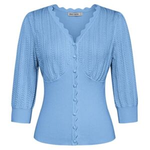 GRACE KARIN Blue Cardigan for Women Summer Short Cardigans Buttons Shirts Cardigan Sweater XL